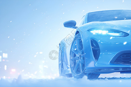 雪汽车雪地中的交通汽车插画