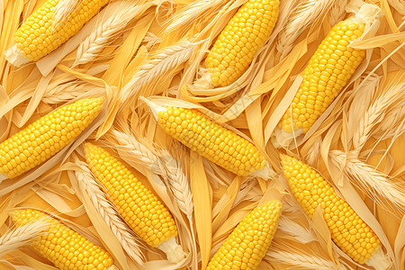 丰收的玉米收获的农业玉米插画