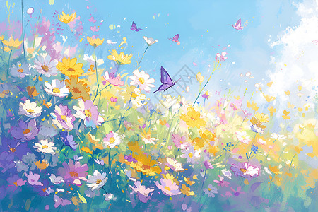 花卉中的蝴蝶背景图片