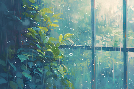 窗户玻璃上的雨滴背景图片