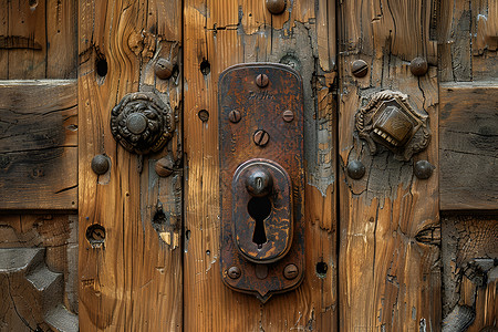木门上的锁具背景图片
