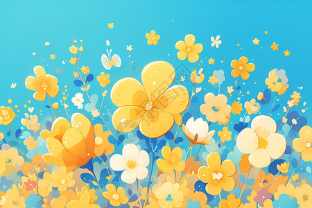 黄色的花海报美丽的花海中插画