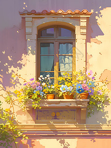 窗台上的盆栽背景图片