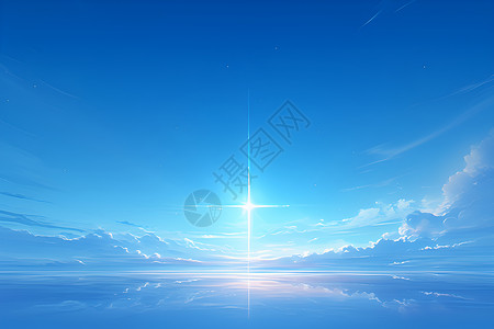 湖泊风景蓝天闪烁的星辰插画