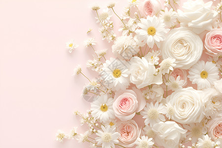 粉玫瑰和白玫瑰美丽的白玫瑰插画