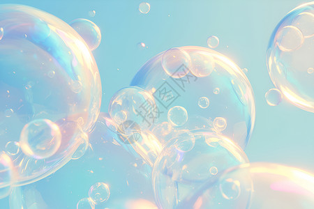 彩色漂浮泡泡漂浮天空的气泡插画