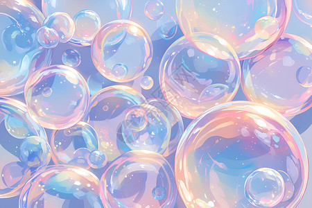 彩色漂浮泡泡缤纷梦幻泡泡插画