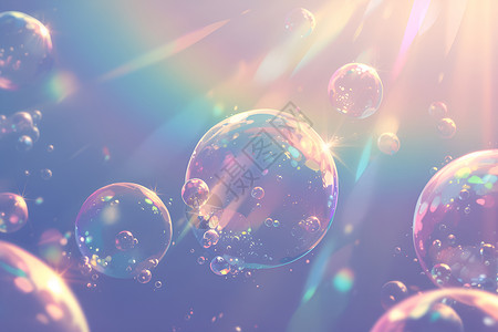 透明彩色泡泡梦幻中的泡泡插画