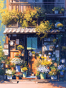 花店的盆栽背景图片