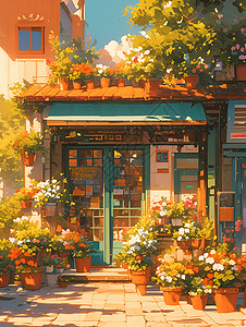 梦幻的花店背景图片
