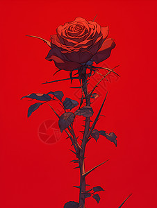 枯萎的玫瑰荆棘中的枯萎玫瑰插画