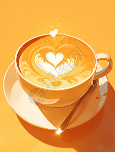 心形咖啡咖啡上的心形拉花插画