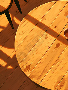 咖啡馆的木桌子背景图片