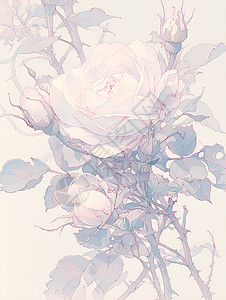 玫瑰花枝花枝纠缠的玫瑰插画