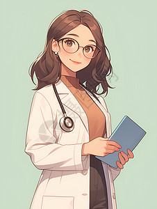 女人眼镜戴眼镜的医生插画