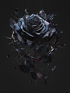 黑色鲜花素材黑色玫瑰插画