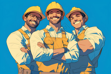 工人动画素材戴帽子的建筑工人插画