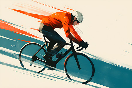 自行车头盔冬日中的骑行之美插画