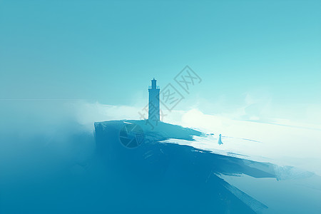 飞跃断崖孤独的灯塔插画
