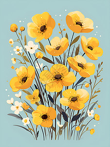 一簇黄色小花一簇黄色的花插画