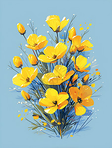 一簇黄色小花一簇黄色野花插画