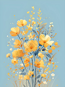 一簇黄色小花一簇美丽的黄色野花插画