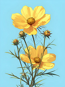 一束野花一束黄色的野花插画
