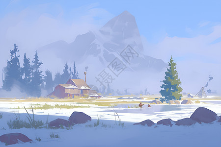 冬季的乡村背景图片