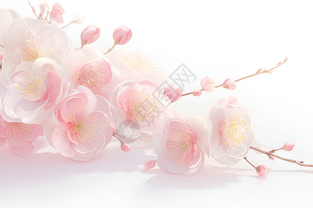 粉色的桃花树枝背景图片
