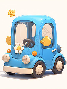 玩具车卡通蓝色的玩具车插画