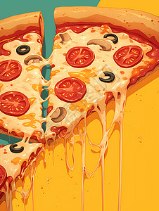 芝士披萨芝士蔬菜披萨插画