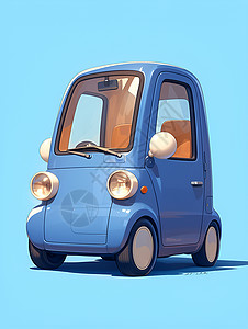 可爱汽车边框小蓝车奇趣玩具插画