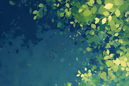 树枝绿叶清新叶子背景插画