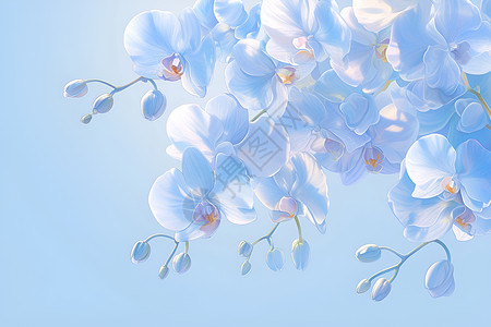 柔和的蓝色兰花背景图片