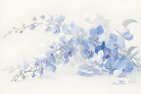 蓝色花束清雅之作蓝色花瓣插画