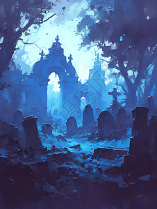 神秘的墓地背景图片