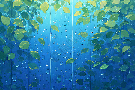 下雨雨滴效果水滴在窗户上插画