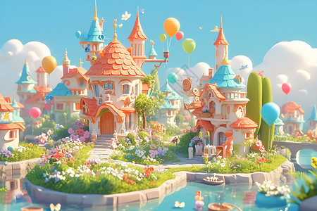 城堡梦幻童话仙境般的梦幻插画插画