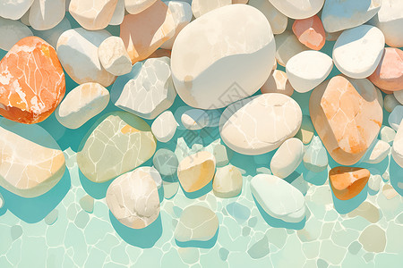 鹅卵石水水面上的鹅卵石插画