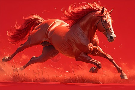 内蒙古骏马奔跑的优雅马匹插画