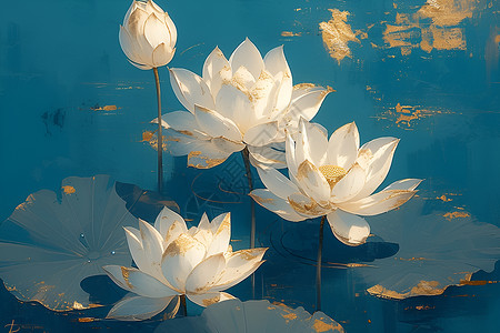 宁静池塘的莲花背景图片