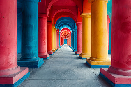 色彩斑斓的长廊背景图片