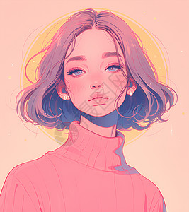 舒适人物简约粉色少女插画插画