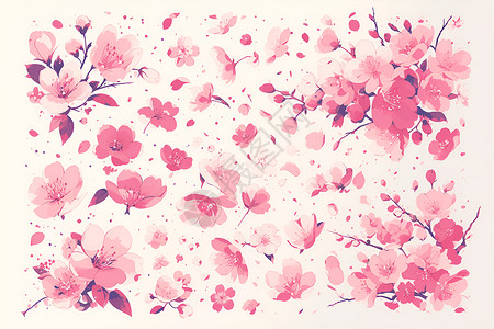 纷飞的粉色花朵高清图片