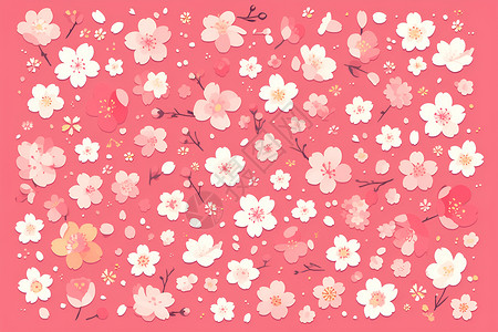 桃花开放开放的樱花海插画