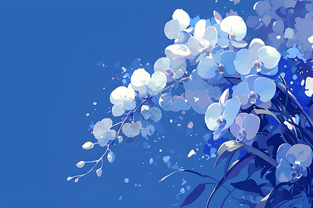 蓝天下的兰花高清图片