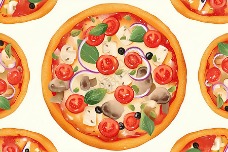 美味的卡通披萨背景图片