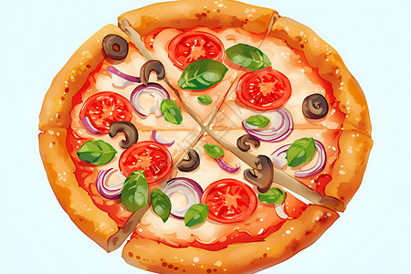 美味可口的意式披萨插画