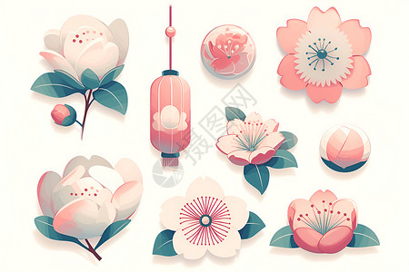 粉色樱花简约图标背景图片