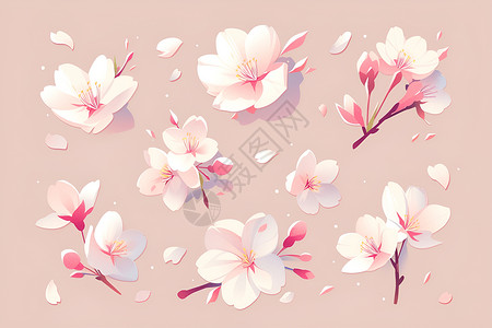 飘落的樱花花瓣背景图片